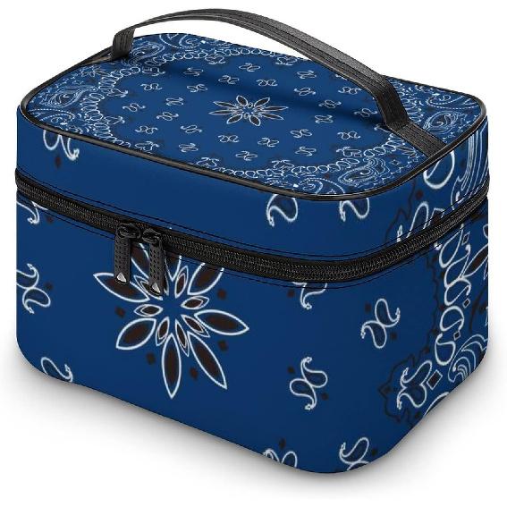 

FunnyStar Blue Paisley Bandana Makeup Organizer Bag Travel Toiletry Cosmetic Storage Case for Women