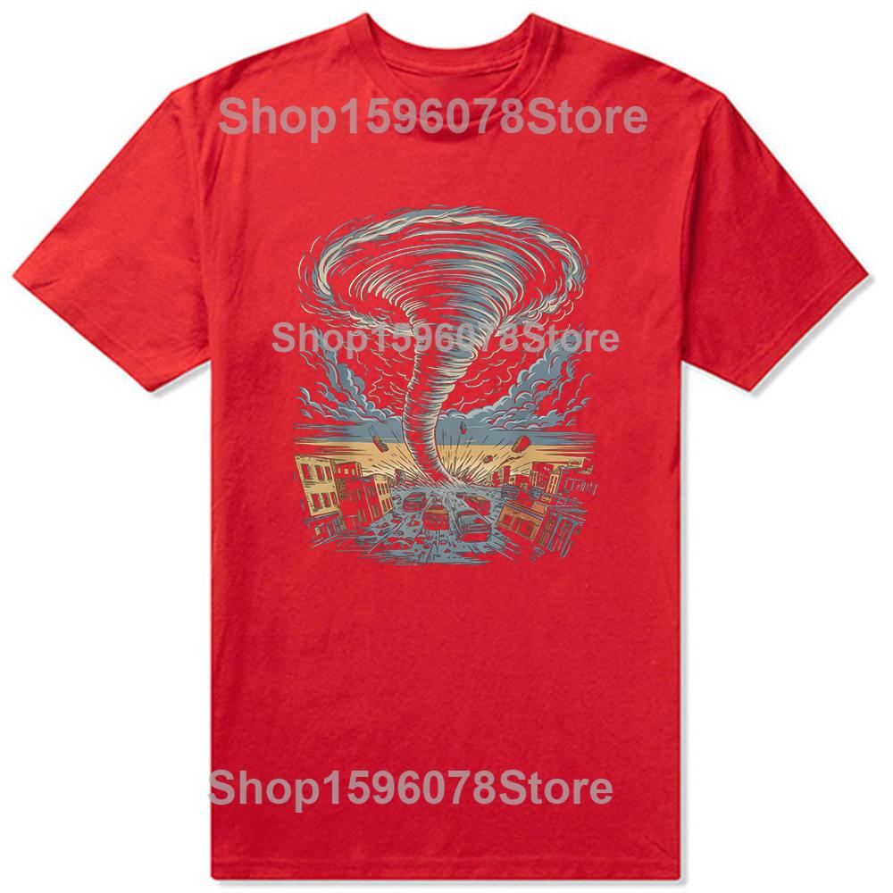 Funny Tornado Weather Meterologist Storm T Shirts Men Pure Cotton Humor Streetwear Tee Shirt Short Sleeve Unisex Loose Clothing