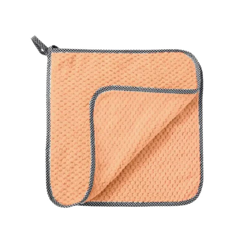 

10/1Pc Kitchen Towels Dishcloths Microfiber Towels Absorbent Kitchen Cleaning Cloth Non-Stick Oil Thickened Table Cleaning Cloth 1PCS помаранчевий