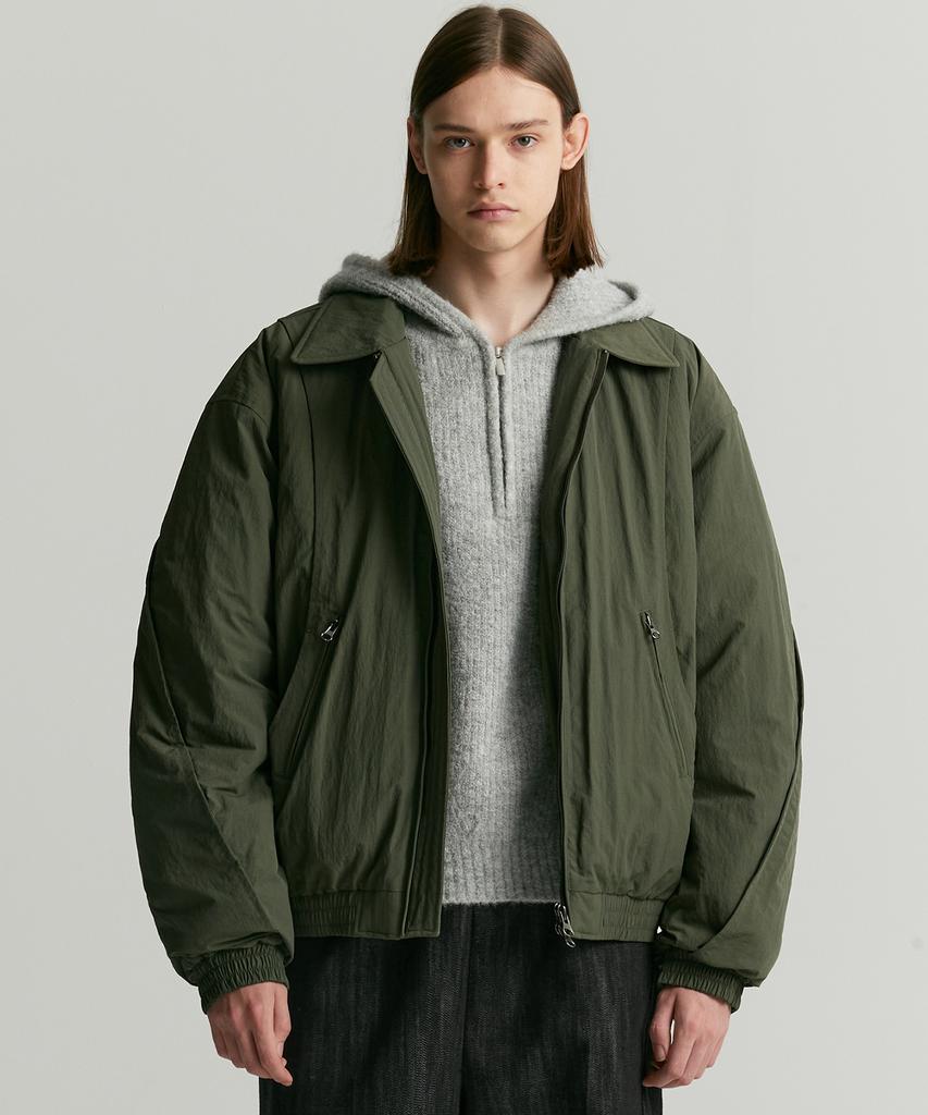 Costume O’Clock Curved Two-Way Bomber Padded Jumper Khaki Coosjp045Khaki
