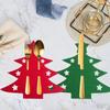 Felt Knife Fork Holder Christmas TablewarePouch Christmas Tree SpoonFork CutlerBag for Holiday Dining Table MatsCoasters Decor