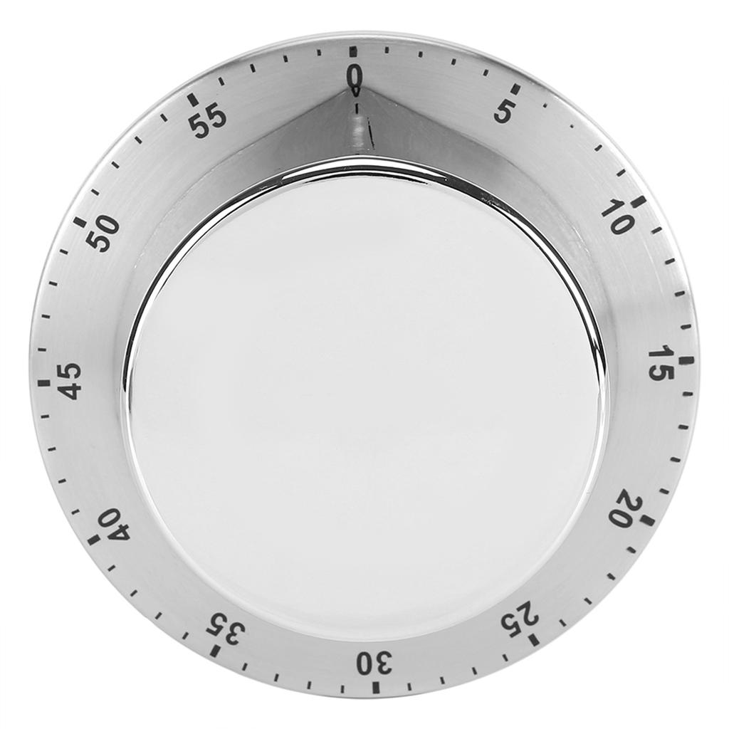 Manual Mechanical Kitchen Timer with Magnetic Base Countdown Cooking Baking Timing Tool Silver