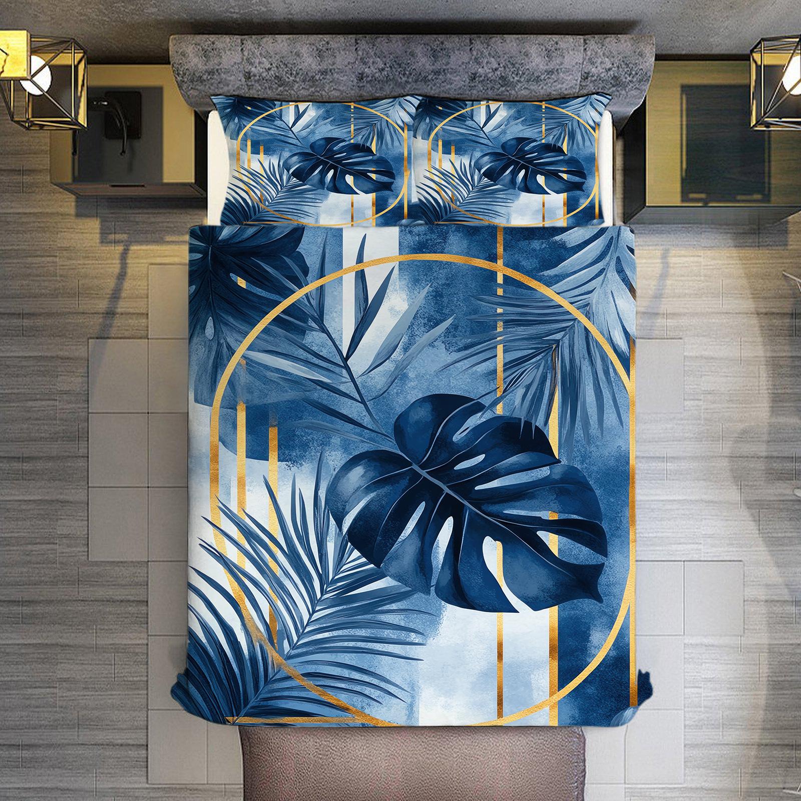 

Modern Simple Student Dormitory Digital Printing Three-Piece Set, Washed Abrasive Cloth Quilt Cover, Pillowcase, Single Bedding 160 * 220cm (and 75cm * 50cm)