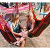 Hammock Chair Hanging Rope Swing Seat for Indoor Outdoor, Sturdy Cotton Weave Hammock Swing, Max 300Lbs Hanging Hammock Chair (Pole and Pillows NOT
