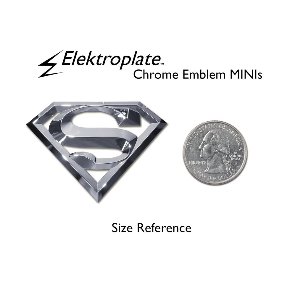 Elektroplate Officially Licensed Mini DC Comics Superman OEM Chrome Emblem for and Universal X Weather Resistant Pack of 2 Motorcycles, Watercraft,