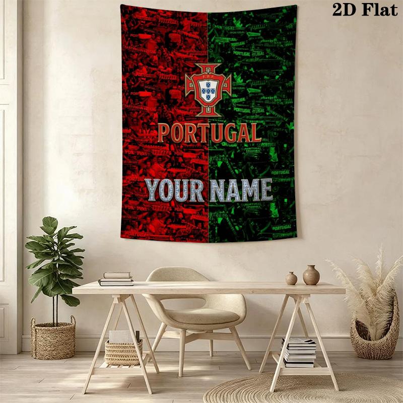 Name Custom PORTUGAL Wall Tapestry Aesthetic Wall Hanging Printed Fabric Blanket Decorative Tapestries for Bedroom Living Room Home Decor