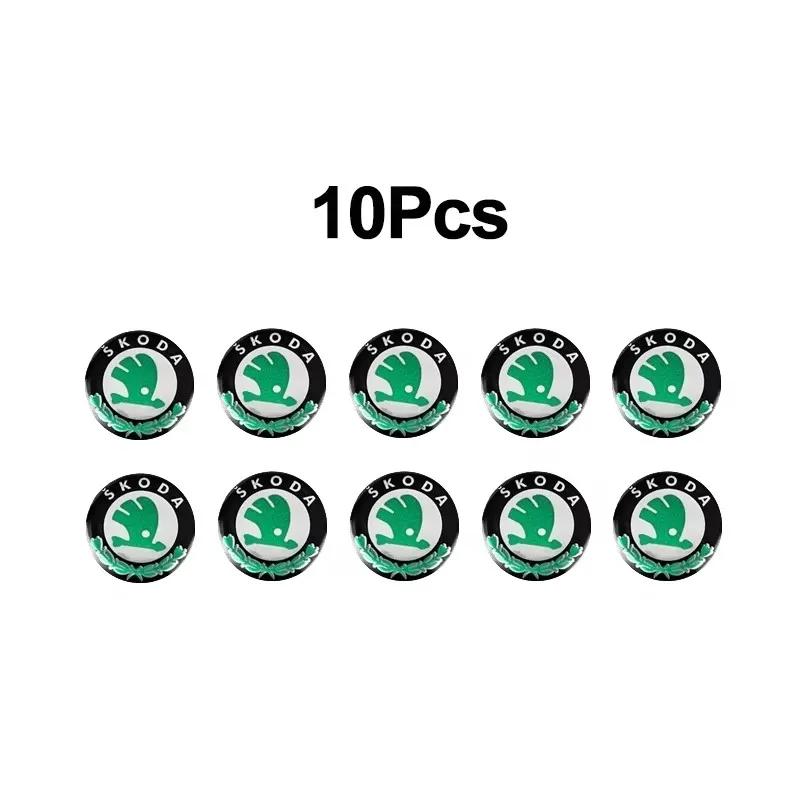 10mm Samolepka na dálkový klíč od auta Hliníkový znak Decal Pro Skoda Enyaq A7 Octavia Kodiaq Fabia Superb Rapid Kamiq Karoq Derivati Yeti