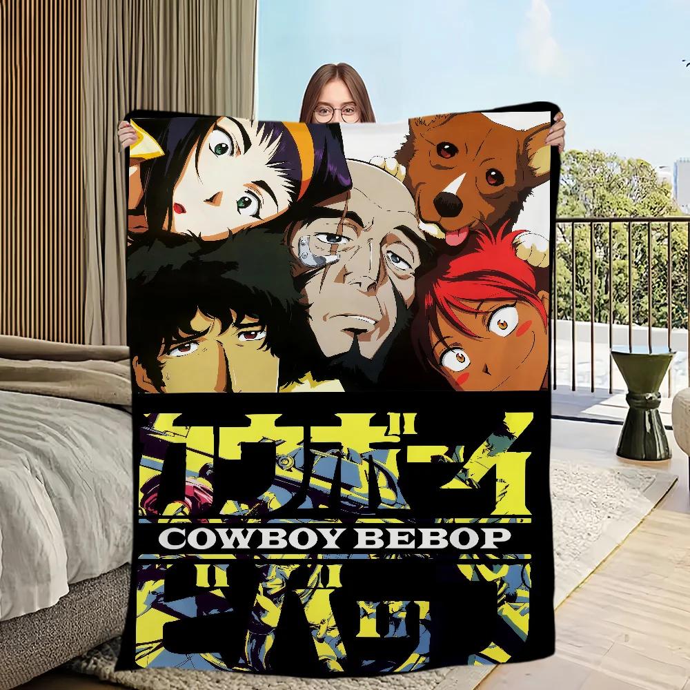 Warm Plush Anime Flannel Blanket for Living Room Sofa TV Office Bedroom Travel Gift CCOWBOY BBEBOP Series