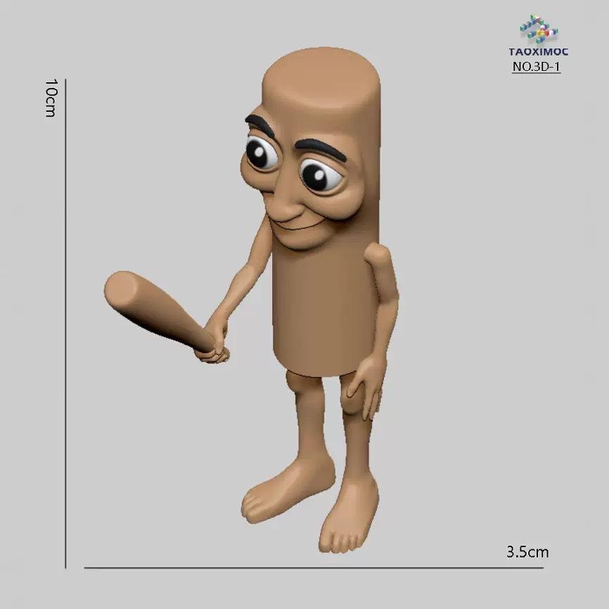 3D Printed AI-designed Classic Chinese Myth  Shan Hai Jing  Wooden Stick Character Figurine Model