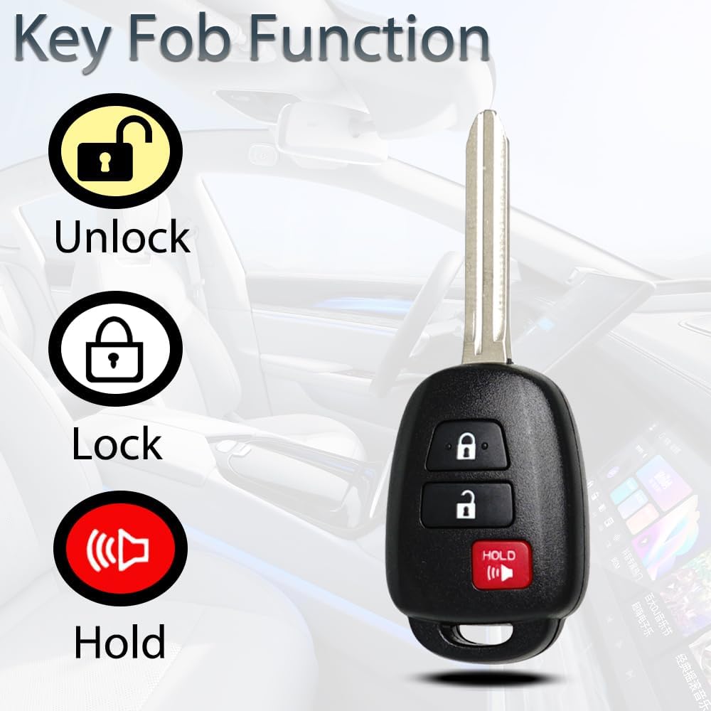 Key Fob Keyless Entry Fits for Toyota Tacoma RAV4 Prius C 4Runner 2013 2014 2015 2016 2017 2018  Remote Control Head Key Replacement HYQ12BDM
