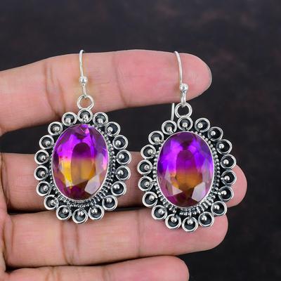 Faceted Ametrine Earrings Natural Gemstone Earring Amazing Jewelry 925 Sterling Silver Earring Handmade Jewelry Dangle Earring Gifts For Her