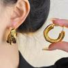 Luxury Korean Double-Layer Earrings: Autumn/Winter Cool Style Studs & Hoops
