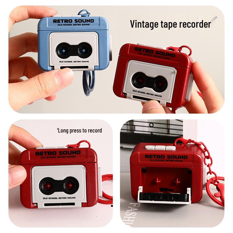 Retro Cassette Recorder Keychain Pendant - Stress Relief Bag Charm Small Gift