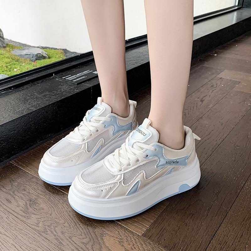 Mesh Versatile Little White Shoes Women's 2025 Summer and Autumn New Fashion Lace-up Comfortable Dad Shoes Breathable and Lightweight Casual Shoes
