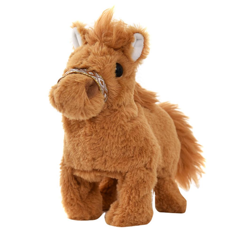 

Plush Horse Doll Interactive Electronic Pet Horse Sound & Walking Realistic Horse Doll Pony Robot Plush for Boys & Girls коричневый