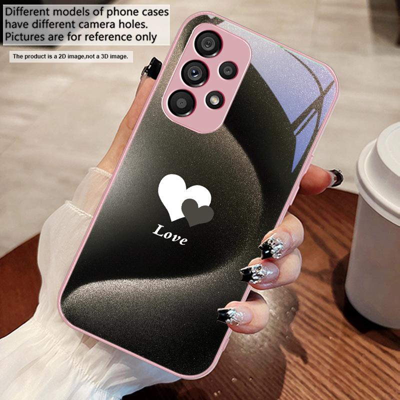 Gradient White Heart For Samsung S 25 S25 Edge S25Ultra S8 S9 S10 20 U Ltra S21 Pro S22 Plus S23 FE S24 Ultra Glass Phone Case