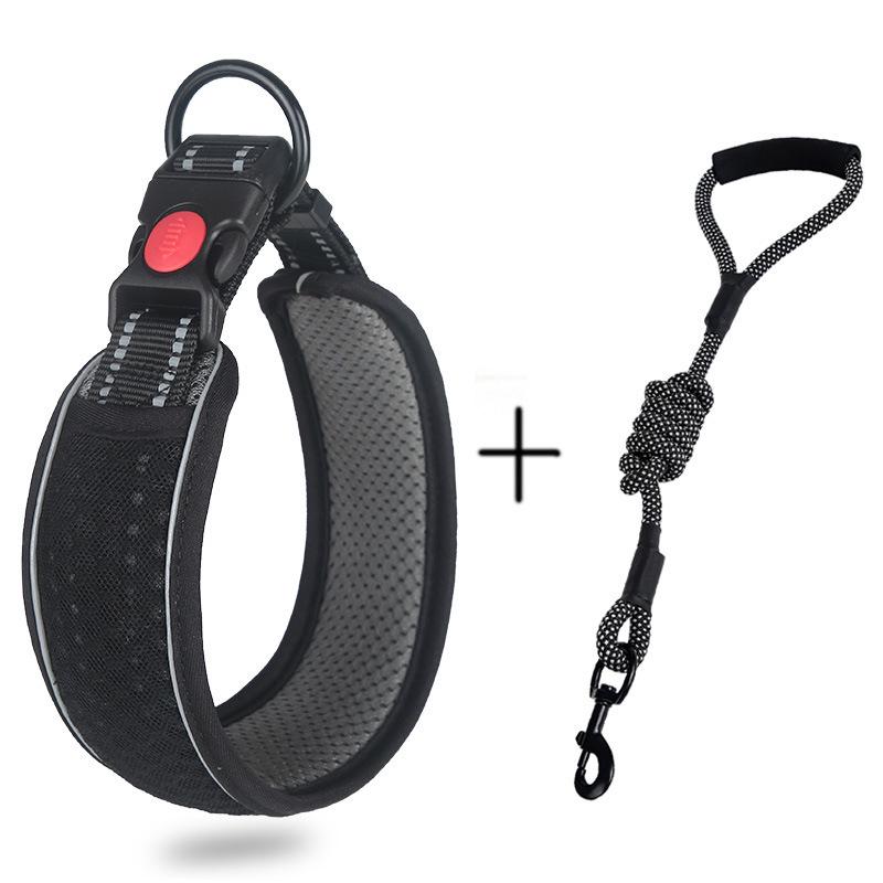 Regulowana, odblaskowa, oddychająca obroża spacerowa dla psa z siatki o strukturze plastra miodu