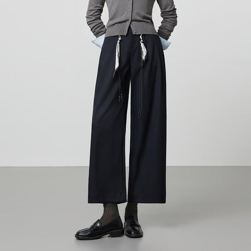 FivePlus Women's Straight-Leg Pants with Silk Scarf Belt