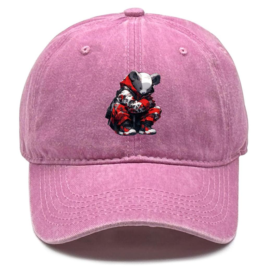 Punk Bear Print Adjustable Sun Hat, Animal Woman's Cap Cozy All-season Trendy Sporting Snapback Baseball Cap