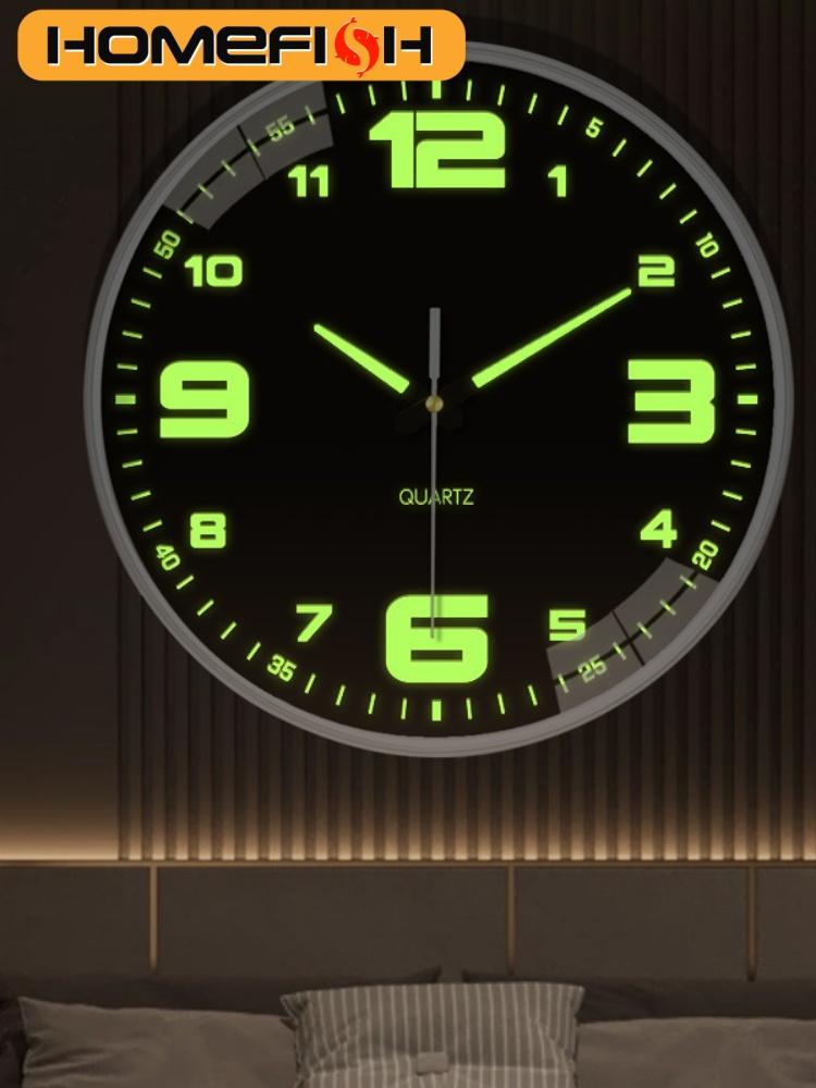 8 Inch Wall Clock Luminous Clock Living Room Decorative Wall Clock Stylish Silent Hole-Free Wall Clock Quartz Clock