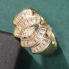 Fashion Sparkling Synthetic Zirconia Geometric for Women Ring Vintage Elegant Banquet Wedding Jewelry Accessories Perfect Gifts