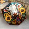 1 PC Automatic Folding Umbrella - Cow with Sunflowers Pattern, Portable & Foldable Design with 8 Ribs, Christmas Birthday Gifts