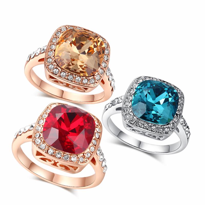 ZHOUYANG Classical Created Blue Crystal Silver Color Wedding Jewelry Ring Made with Genuine Austrian Crystals ZYR056