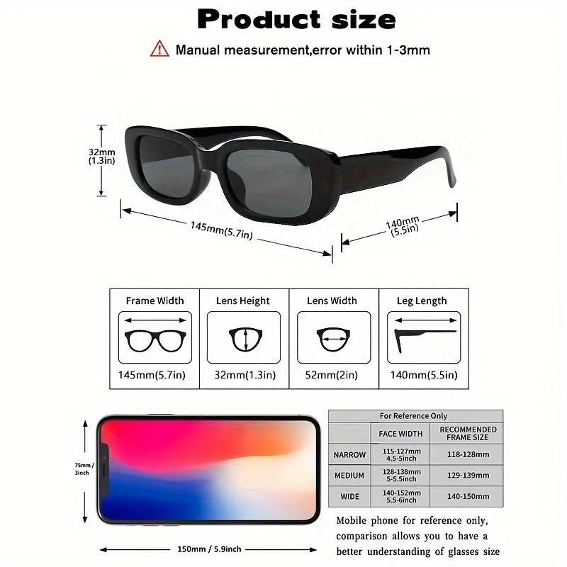 2PCS Rectangular Sunglasses Frame Men Women Same Style Sunglasses All-Match Square Glass