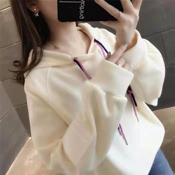 Korean Style 2026 Spring Autumn Loose Pullover Hoodie for Women - Trendy College Sweatshirt