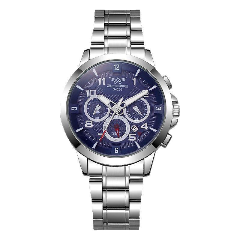 Casual Fashion Steel Belt Calendar Men'S Quartz Watch
