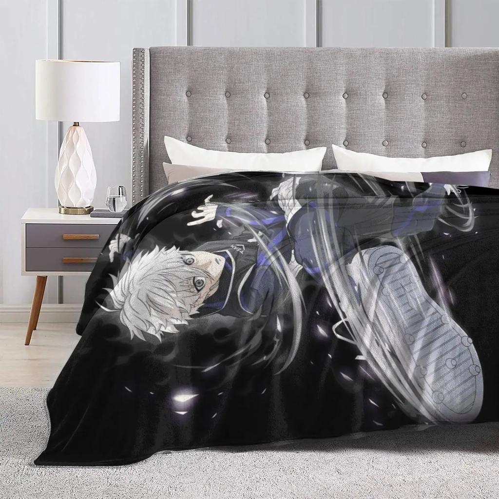Blaue Anime-Schloss Flanelldecke für Couch Sofa Bett, Heimdekoration, Coole Zeichentrickfigur Leichte Warme Decke für Wohnzimmer