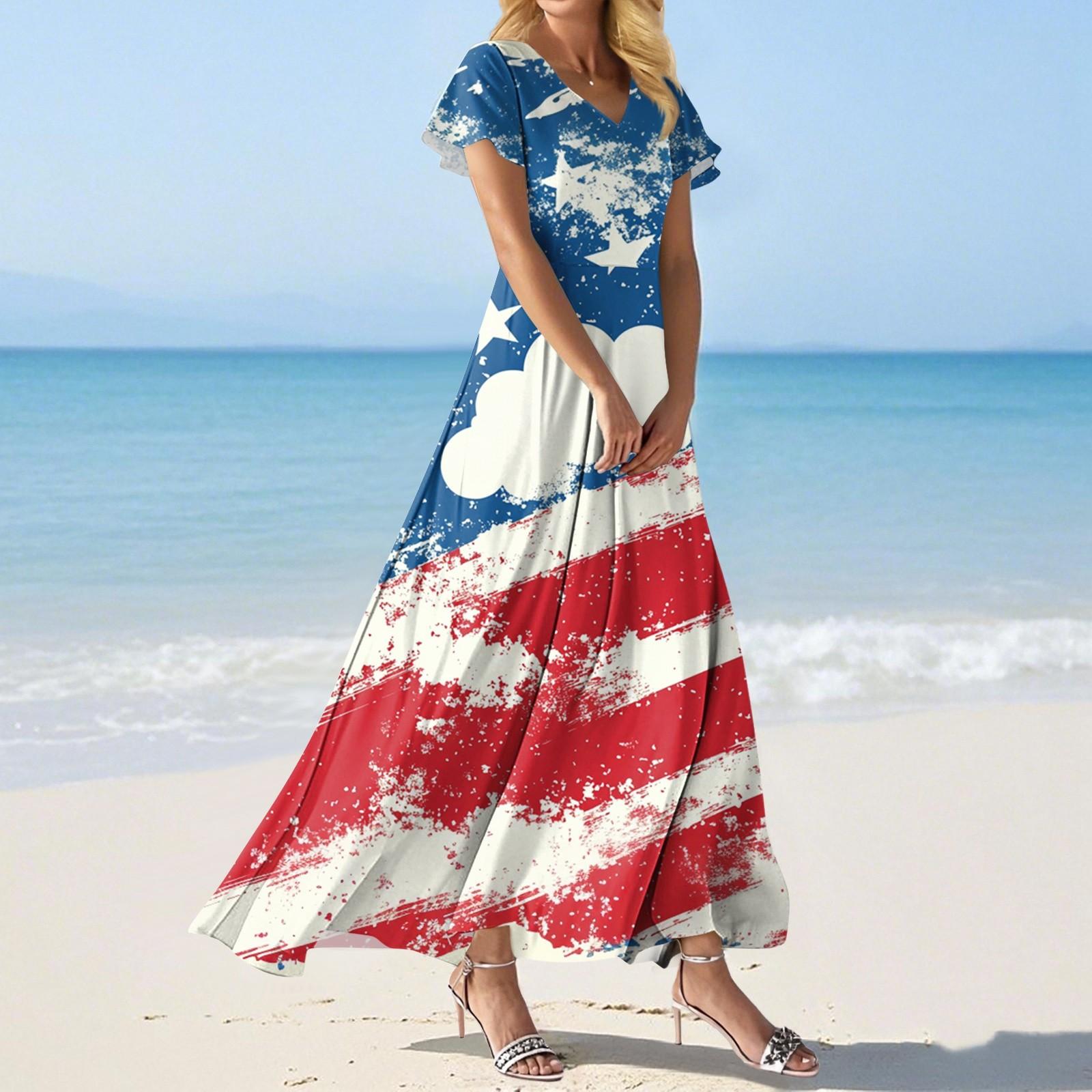 

Модное Женское свободное повседневное платье с V-образным вырезом, короткими рукавами и высокой талией XXL красный