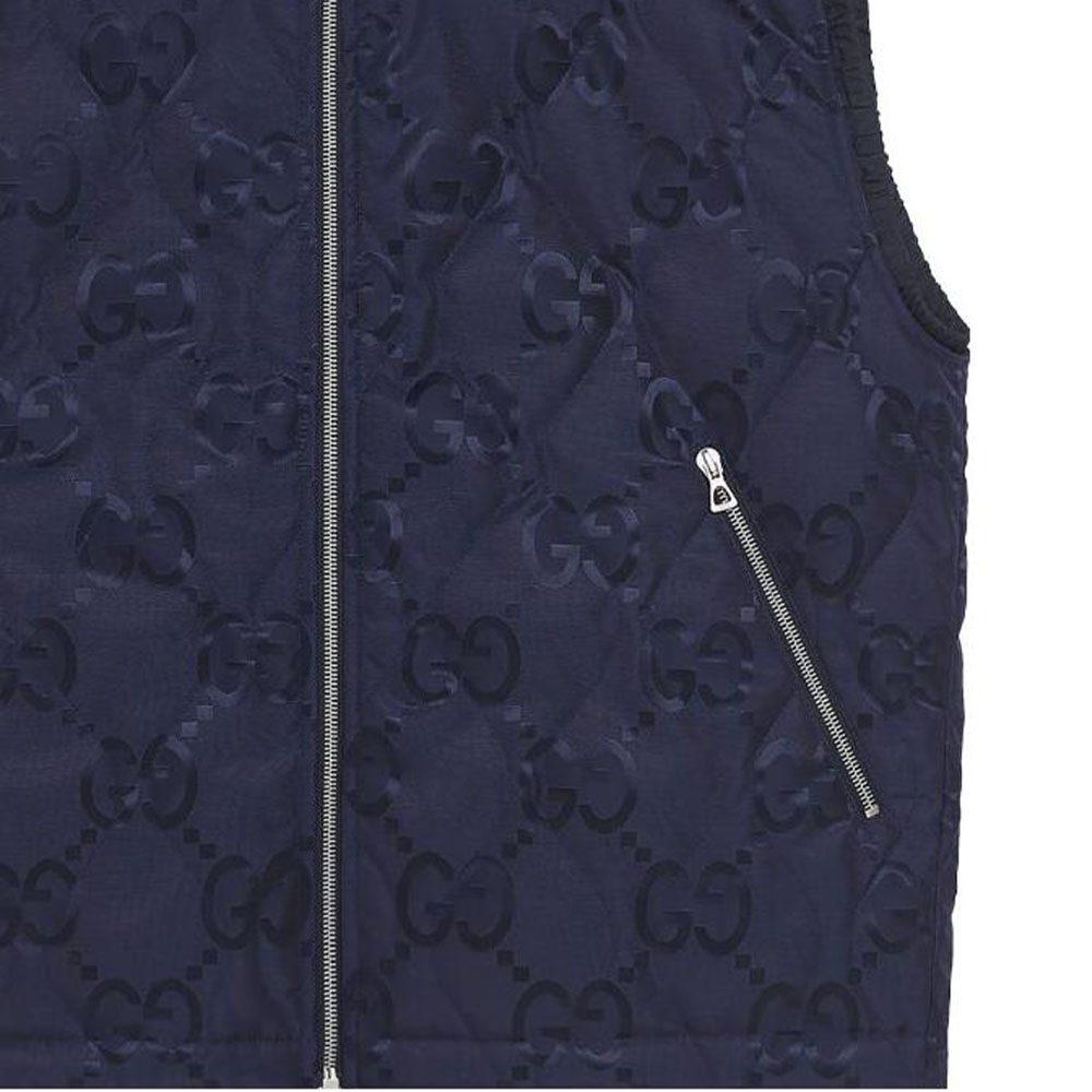 Gucci Vests Men's Blue Stand Collar Moderate Other 722518-ZALDD-4275