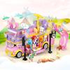 Sluban 412Pcs Construction Blocks Rabbit Bus Motor Household Blocks Happy Camping Party Model Educational Toys For Girls