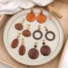 Geometric Wooden Earrings, Retro Simple And Exaggerated Hollow Design Sense Round Wood Earrings For Women