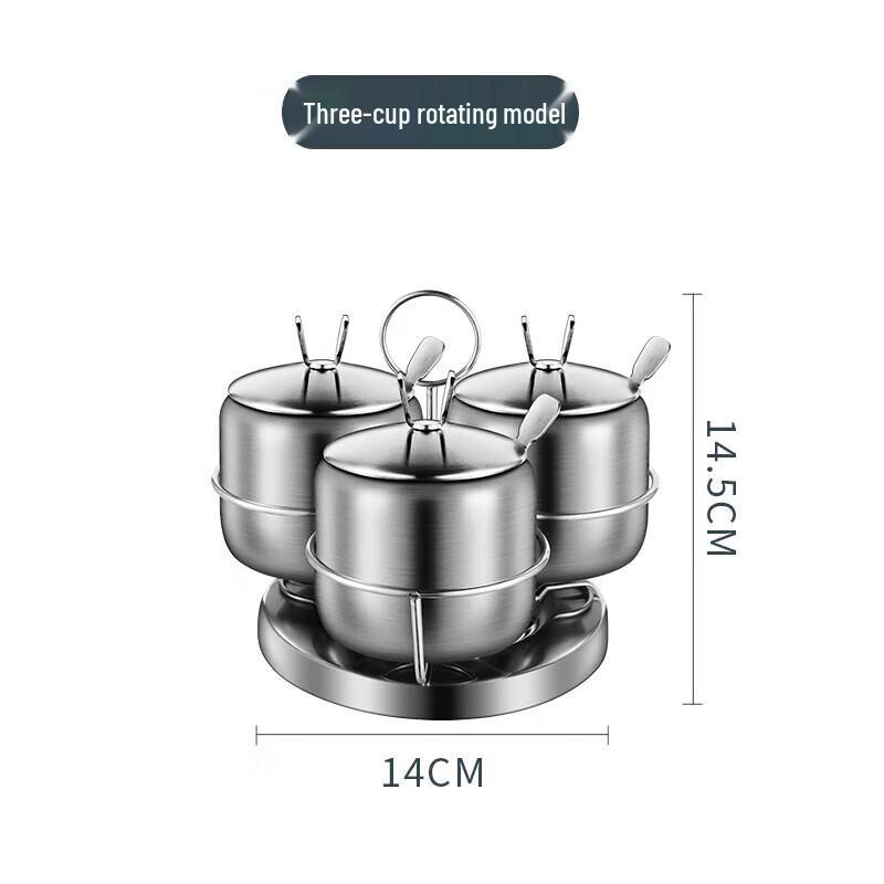 Chuisanhai 304 Stainless Steel Rotating Spice Jar Set (3-Piece)