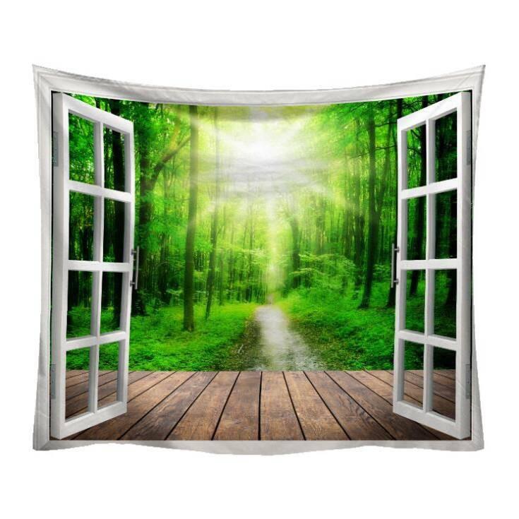 Wall Hanging Living Room Bedroom Window Natural Landscape Beach Large  Covering Decoration Tapestry Background Cloth Bedside