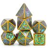 Cusdie Dragon Font DND Dice Metal, Auspicious Cloud, 7Pcs Polyhedral Dice Set, for D&D Role Playing Game Pathfinder Board Games