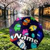 Custom Name Personalized Among Us Print Umbrella, Auto Open Close, 8‑Rib Sturdy Frame, Commute Camping Hiking Use, Birthday Gift