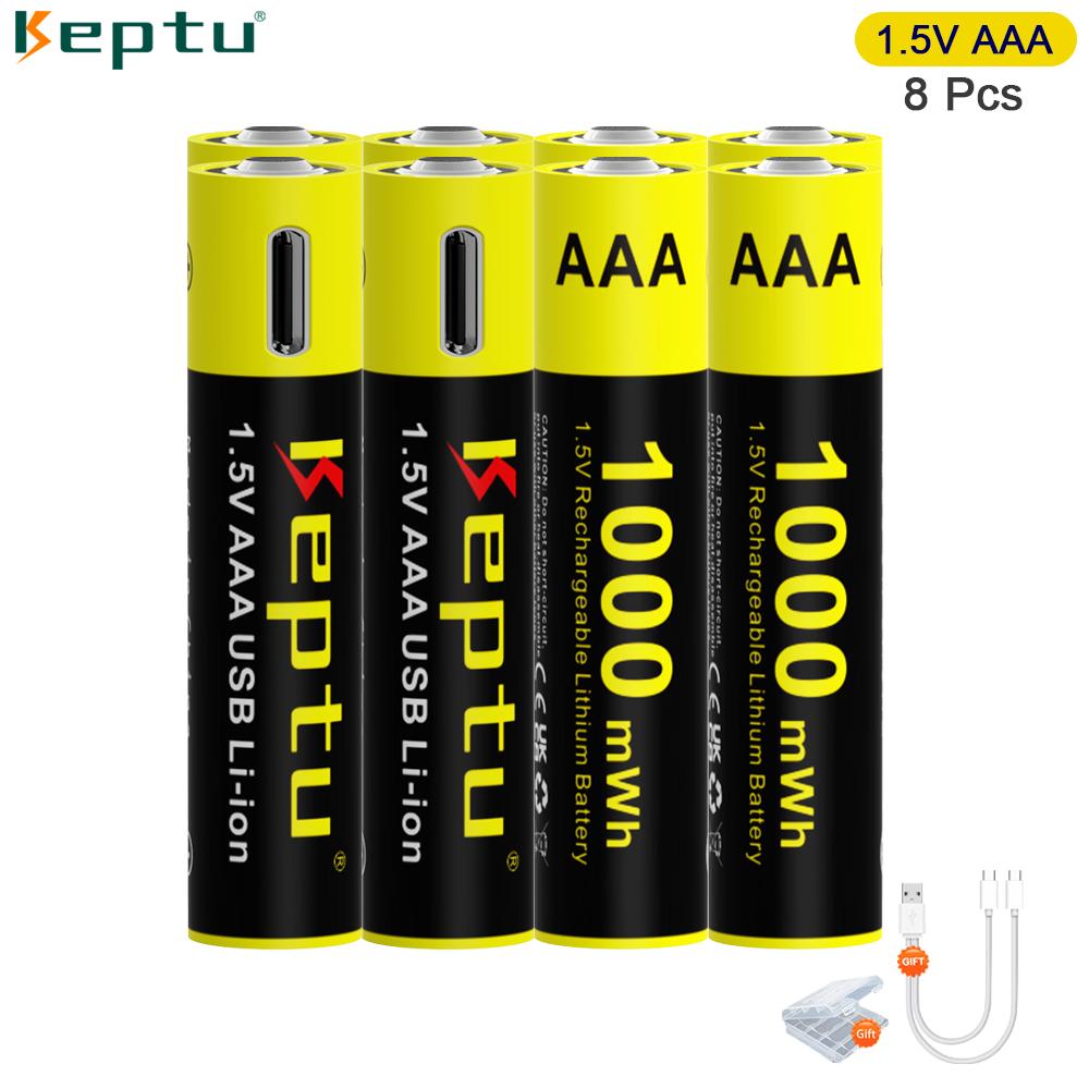 KEPTU 1000mWh 1.5V AAA Rechargeable Li-Ion Battery AAA 3A Bateria Batteries for Camera Toy Car Clocks Computer Motherboard