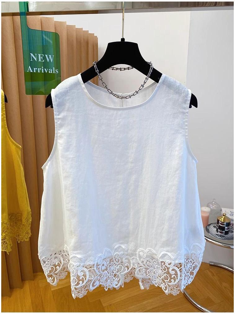 2026 Sleeveless Slimming Lace Camisole - Age-Reducing Patchwork Bow Top for Women's Summer Commute