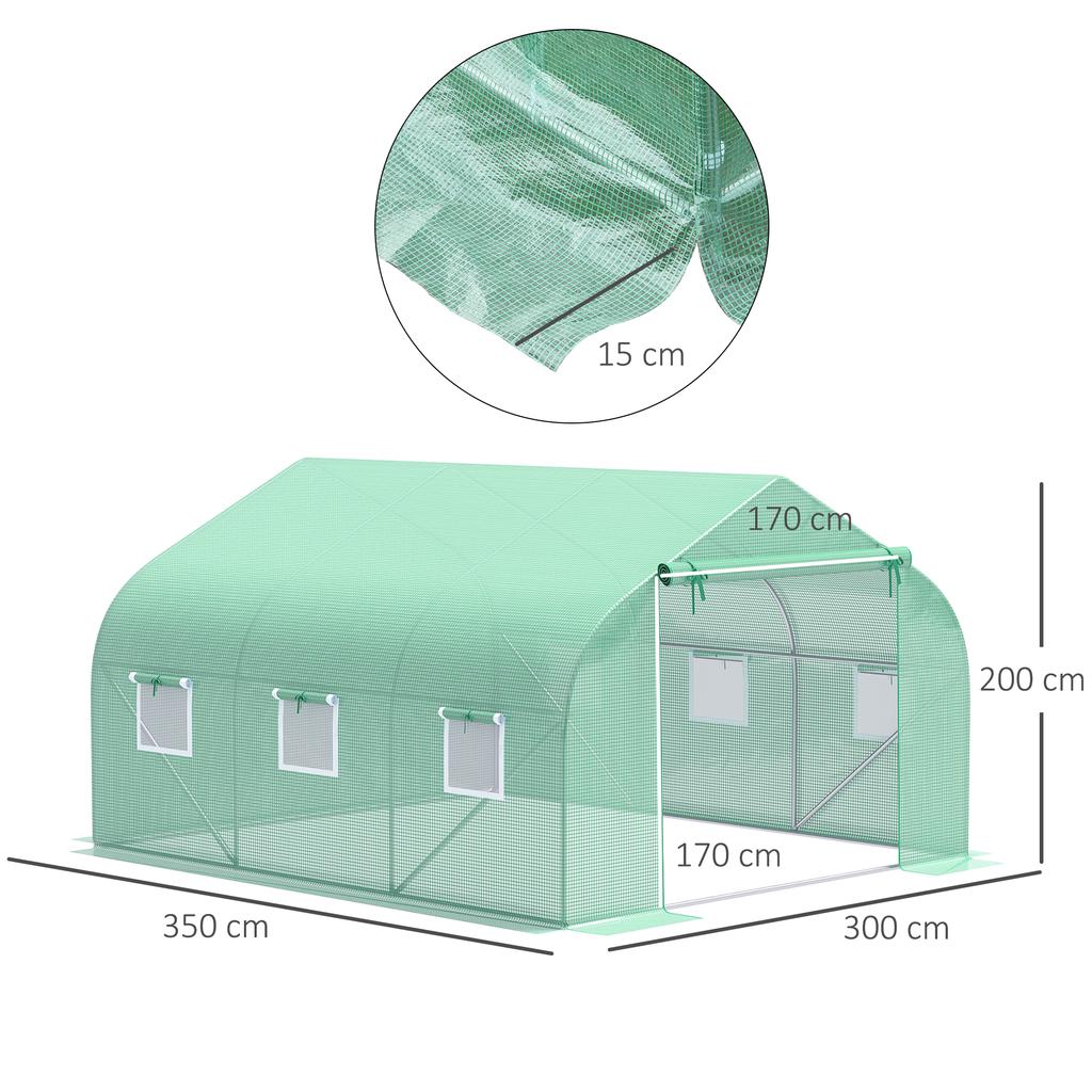 Foil Greenhouse Foil Greenhouse Cold Frame Plant House Tomato House Gable Roof 350L × 300W × 200H Cm