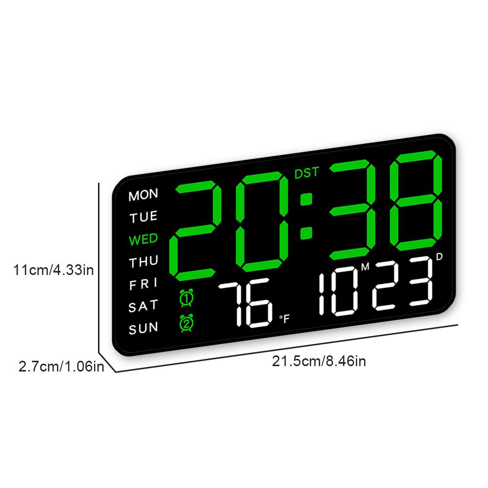 Digital Alarm Clock Bedside Alarm Clock Temperature/Date Display Boarderless Wall-mounted Clock Multifunctional for Home Office