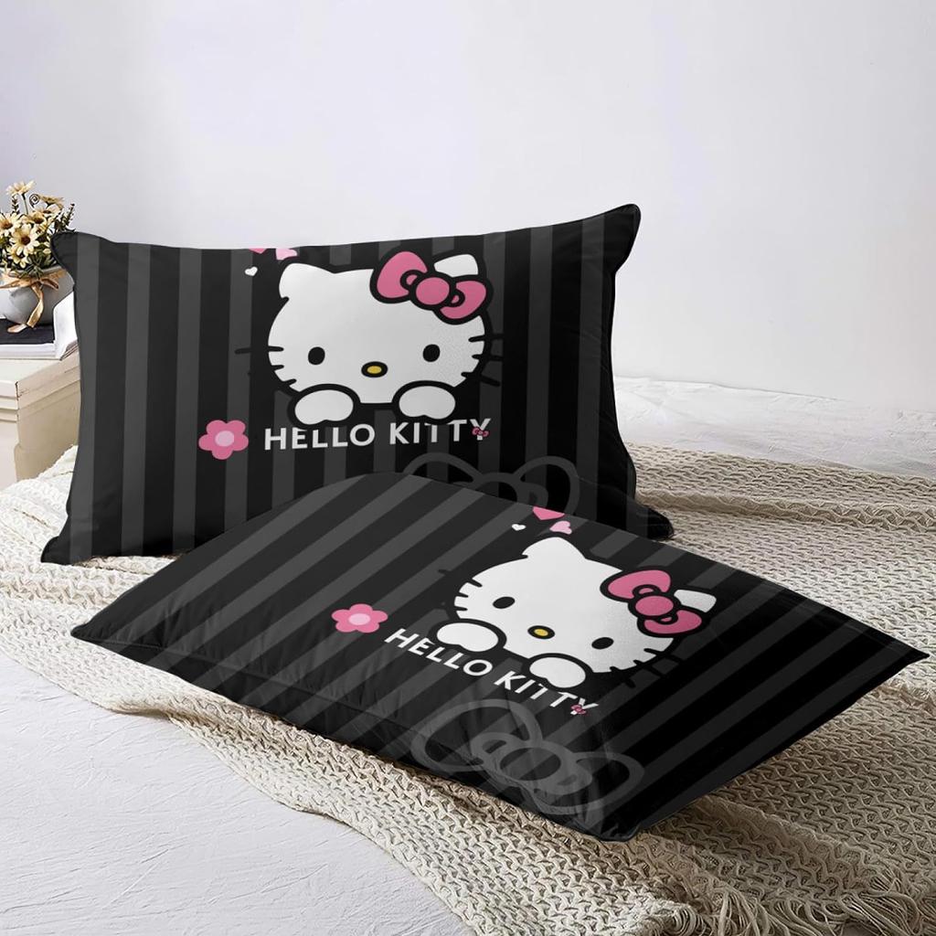 Home Textiles Three-Piece Black Cartoon Digital Printing Quilt Pillowcase Bedding