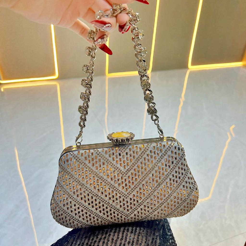2025 Diamond Embedded Clutch Bag for Women Vintage Glitter Designer Luxury Handbag Lady Party Wedding Purse Clutch Shoulder Bags