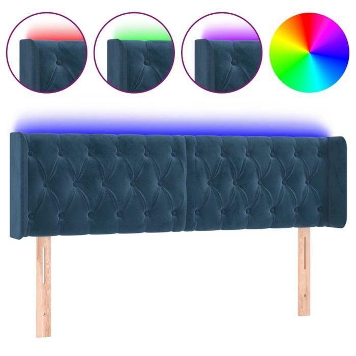 VidaXL LED Headboard Bedroom Furniture Double Bed Accessory Head of Bed Frame Interior Dark Blue 3123630