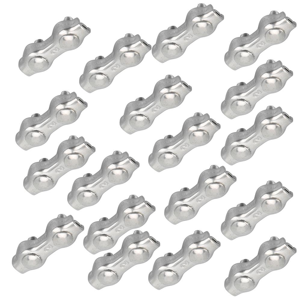 18pcs M2 Duplex Wire Rope Clip Cable Clamps Stainless Steel Duplex 2‑Post Cable Clamp