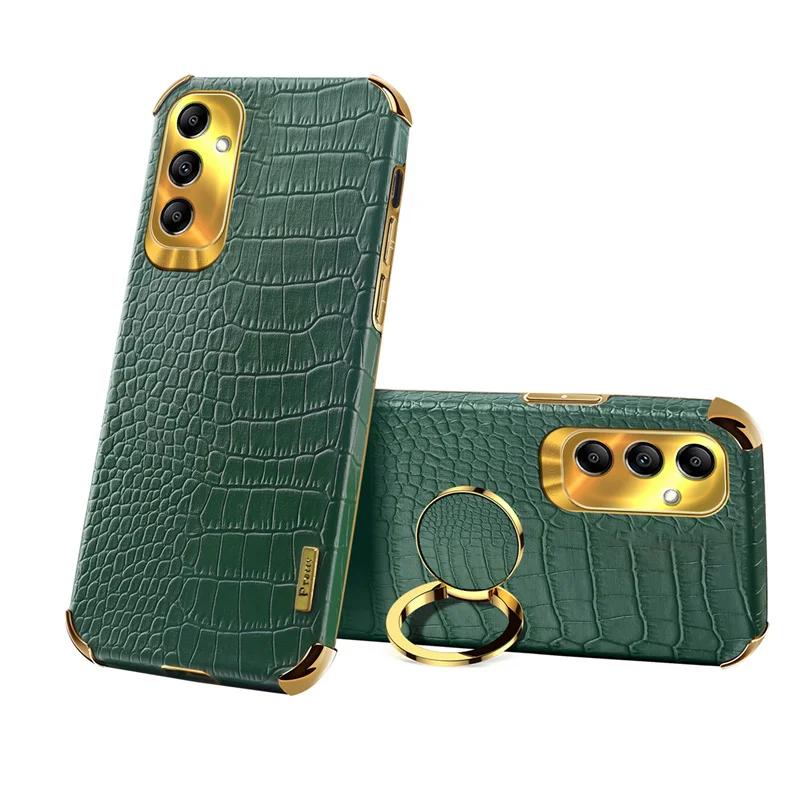 Crocodile Plating Case For Samsung Galaxy A56 A36 A26 A16 5G A06 A15 A25 A35 A55 A54 A24 A34 A14 Cover Ring Holder Coque
