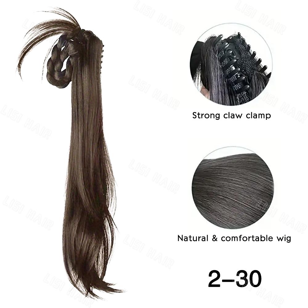 MISSQUEEN Synthetic Long Claw With Braided Ponytail Extensions Wavy Wig Accessories For Women Daily Use Hair