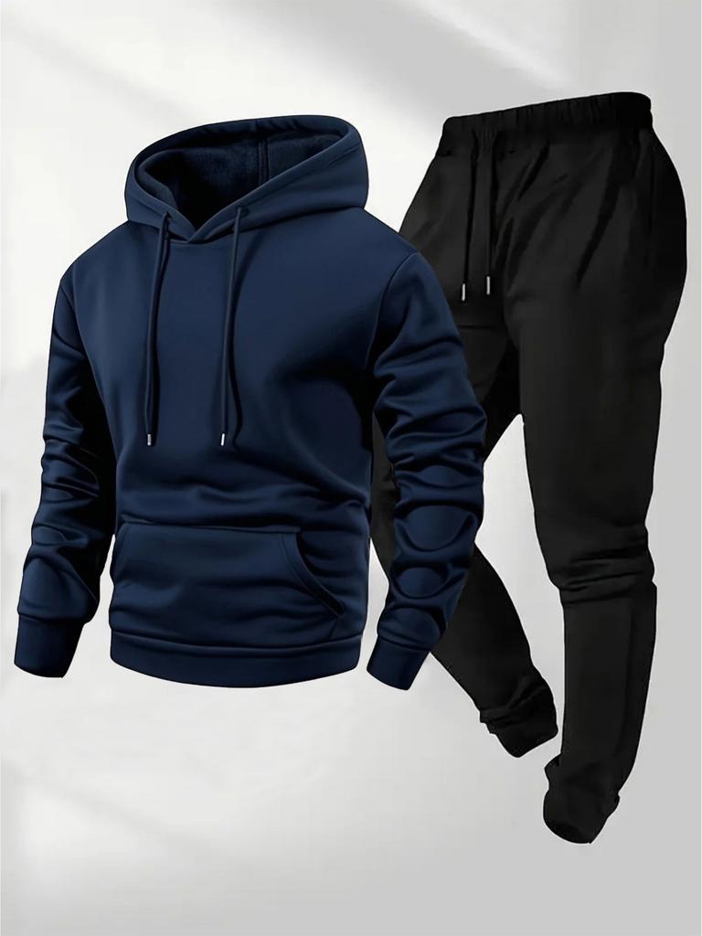 Men's European Size Festival Daily Versatile Hoodie Pants Set Casual Sports